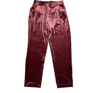 Loft Women's Velvet Velour Pants S‎ Burgundy Rose